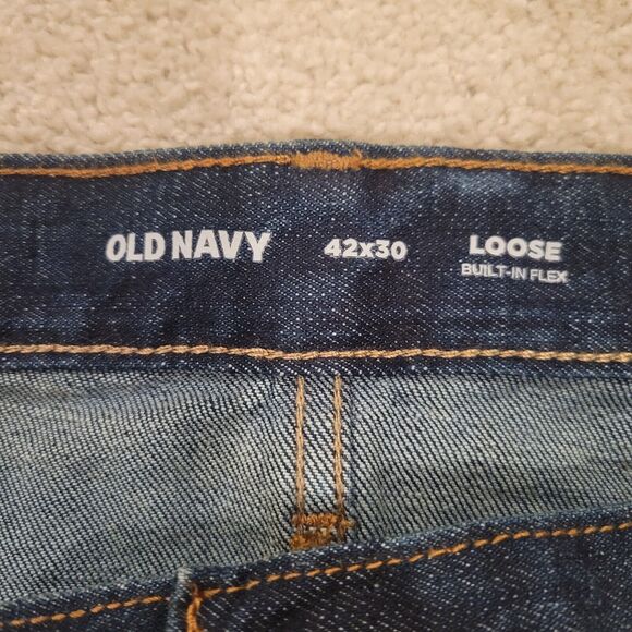 New Old Navy Loose Built In Flex Stretch Blue Jeans Mens Size 42x28 - Picture 4 of 10